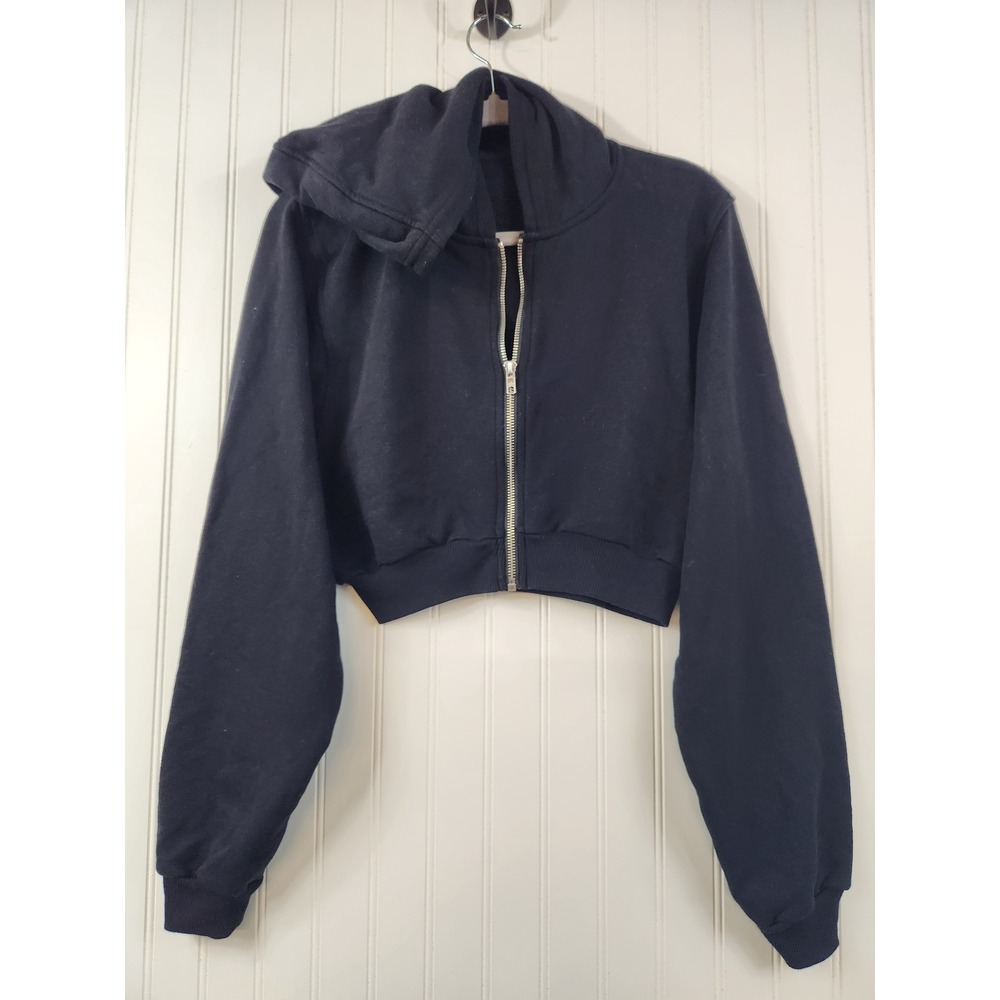 ALO Yoga Black Cropped Zip Hoodie